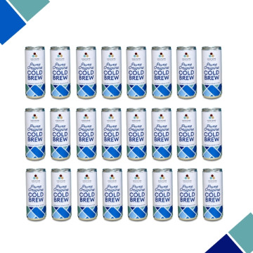 Cold Brew Bio |Café noir glacé | Pack de 24 canettes
